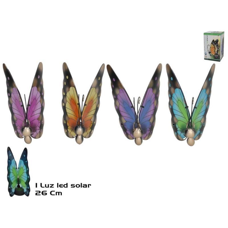 LAMPARA SOLAR 1 LED MARIPOSA 13X15X26 CM