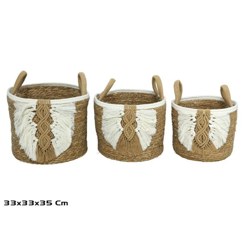 SET 3 CESTOS C/ASAS 33X33X28/35 CM ADRIHN