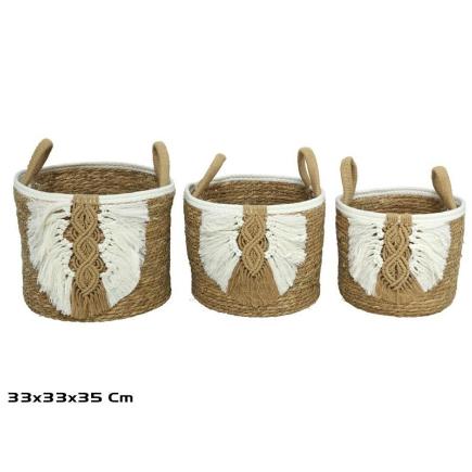 SET 3 CESTOS C/ASAS 33X33X28/35 CM ADRIHN