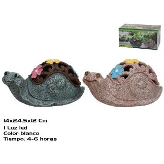 CARACOL C/FLORES 2 SURT LUZ SOLAR LED 24.5X14X12 CM 6H