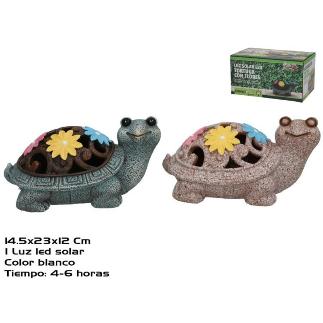 TORTUGA C/FLORES 2 SURT LUZ SOLAR LED 23X14.5X12 CM 6 H