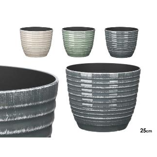 MACETA RAYAS 25 CM SURT 3 COL