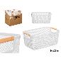 CESTA PLASTICO ASA BAMBU BLANCA 36X22 CM