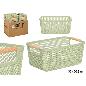 CESTA PLASTICO ASA BAMBU VERDE 32X20.5 CM
