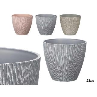 MACETA CONICA 23 CM SURT 3 COL RELIEVE