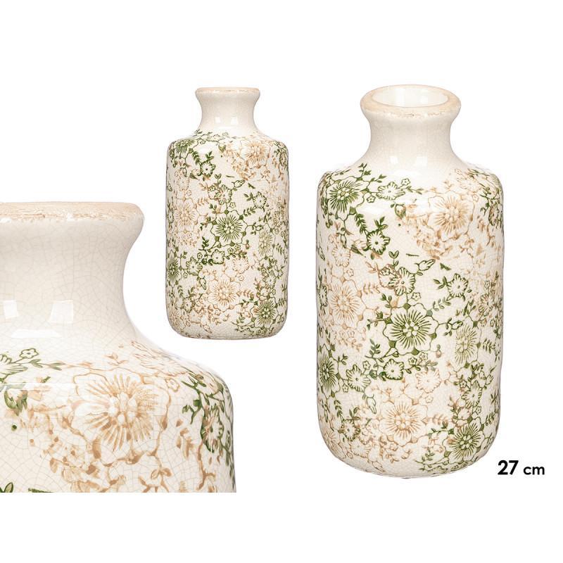 JARRON NONNA BOTELLA VERDE BEIGE 27 CM
