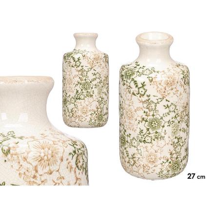 JARRON NONNA BOTELLA VERDE BEIGE 27 CM