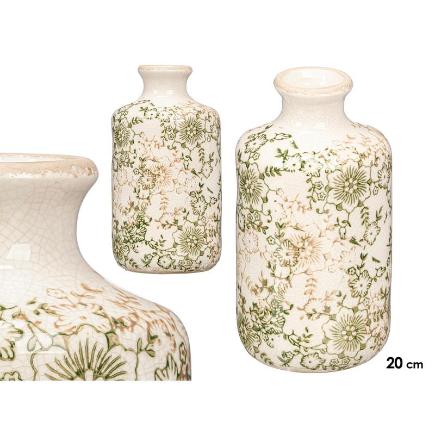 JARRON NONNA BOTELLA VERDE BEIGE 20.5 CM