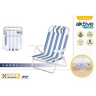 SILLA PLAYA ALU PLEG 48X45X83 CM C/CINTA + COJIN