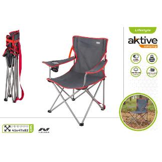 SILLA CAMPING PLEGABLE 45X47X82 CM C/ASA-GRIS MARENGO