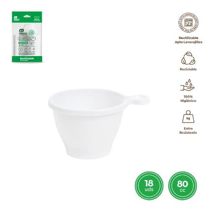TAZA REUTILIZABLE BLANCA 80 CC 3 OZ 18 UDS