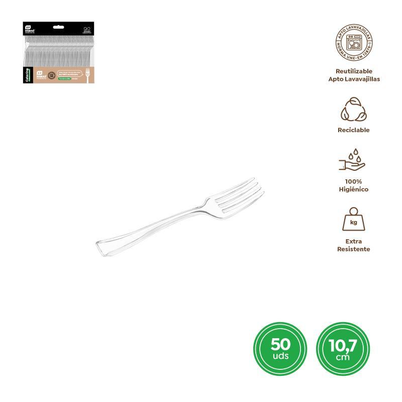 TENEDOR MINI REUT TRANSP 10.7 CM PS 50 UD