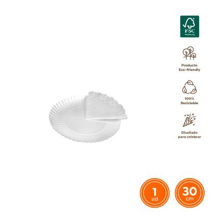 BANDEJA CON BLONDA BLANCA 30 CM 1 UD FSC MIX 70 %