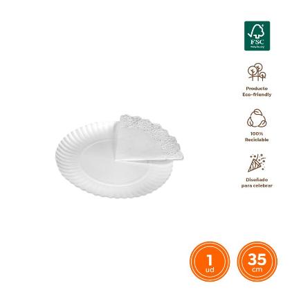 BANDEJA CON BLONDA BLANCA 35 CM 1 UD FSC MIX 70 %