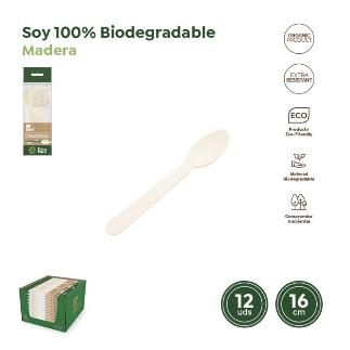CUCHARITA BIODEGRADABLE 14 CM MADERA 12 UDS