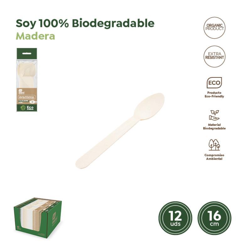 CUCHARITA BIODEGRADABLE 14 CM MADERA 12 UDS