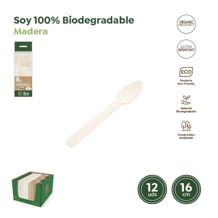 CUCHARITA BIODEGRADABLE 14 CM MADERA 12 UDS