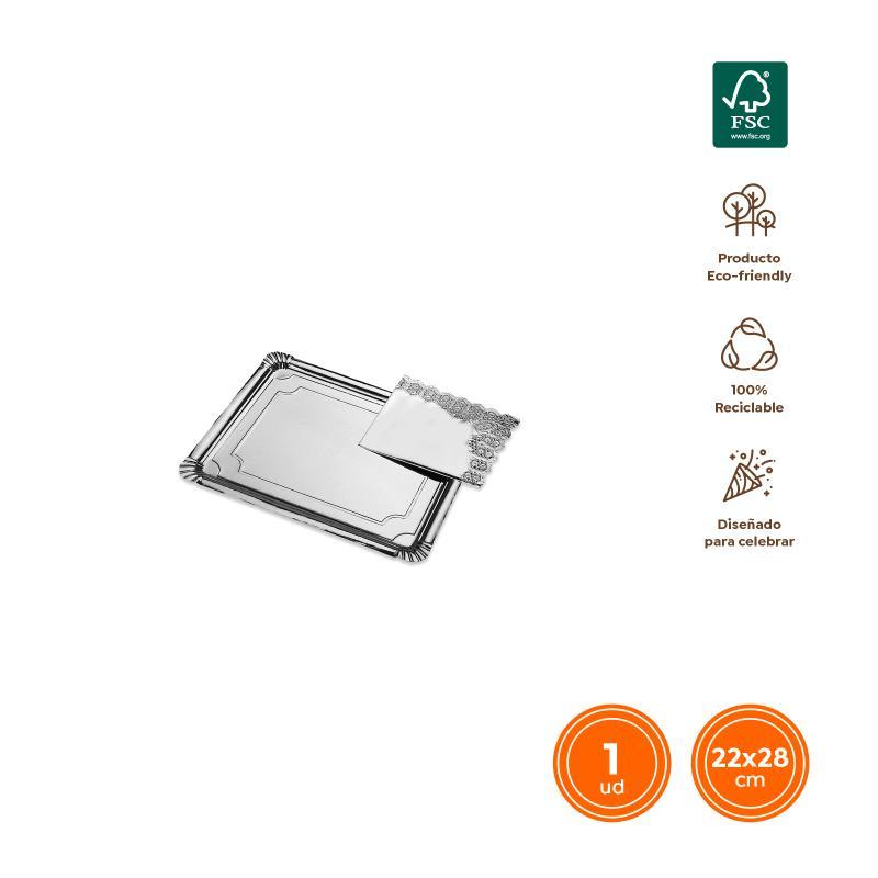 BANDEJA CON BLONDA PLATA 22X28 CM 1 UD FSC MIX 70 %
