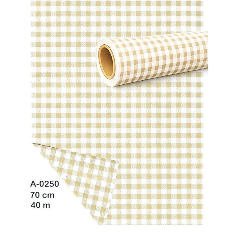 BOBINA PROPILENO OPACO CUADROS VICHY 70CM X 40 M PERLATO VAINILLA