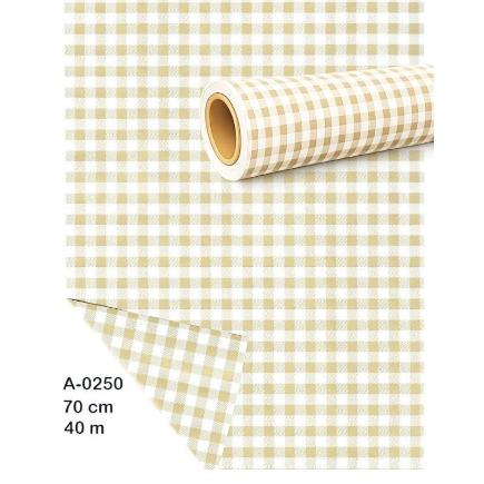 BOBINA PROPILENO OPACO CUADROS VICHY 70CM X 40 M PERLATO VAINILLA
