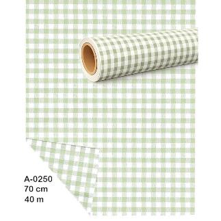 BOBINA PROPILENO OPACO CUADROS VICHY 70CM X 40 M PERLATO VERDE CLARO