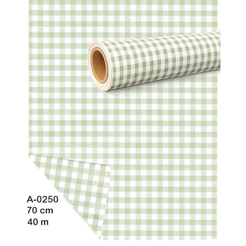 BOBINA PROPILENO OPACO CUADROS VICHY 70CM X 40 M PERLATO VERDE CLARO