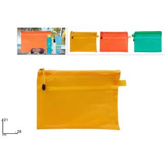 NECESER TRANSP CON RED 28X21 CM 3 COL