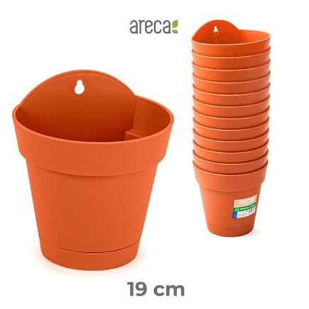 MACETA+PLATO DECO PARED 19 CM ARECA TERRACOTA