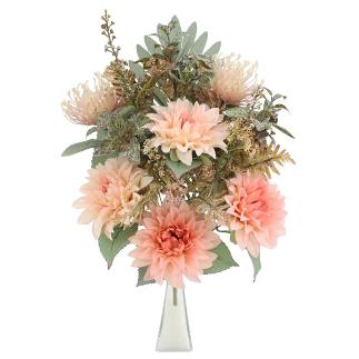 RAMO ENCARADO DALIA/LEUCOSPERMUM 12 TALLOS 46 CM ROSA