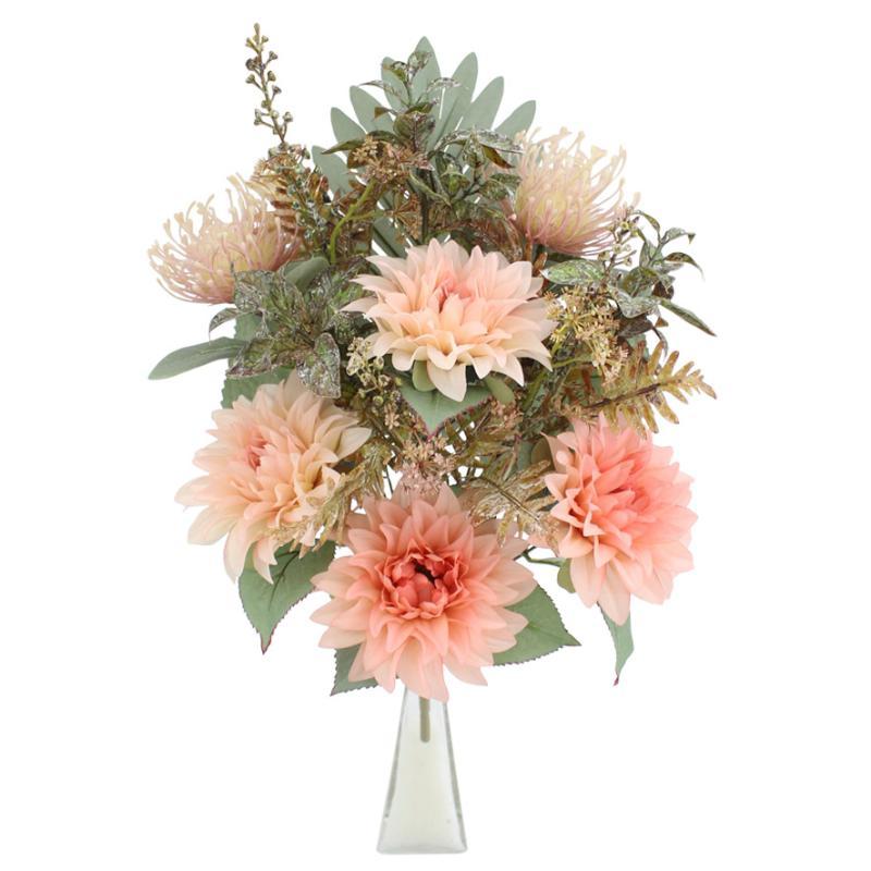 RAMO ENCARADO DALIA/LEUCOSPERMUM 12 TALLOS 46 CM ROSA