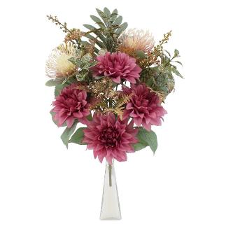 RAMO ENCARADO DALIA/LEUCOSPERMUM 12 TALLOS 46 CM MALVA