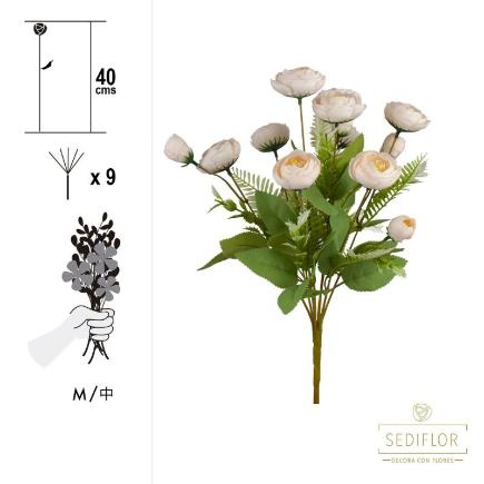 RAMO RANUNCULO 40 CM 9 TALLOS CHAMPAGNE