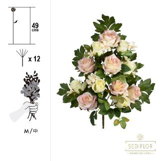 RAMO ENCARADO CAPULLO ROSA MIX 12 TALLOS 49 CM ROSA