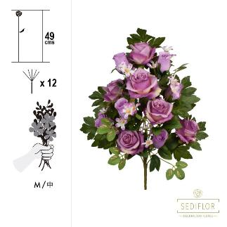 RAMO ENCARADO CAPULLO ROSA MIX 12 TALLOS 49 CM LILA