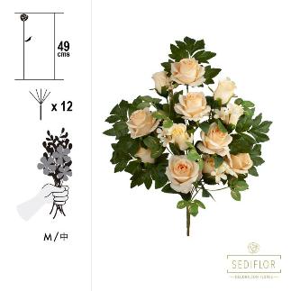 RAMO ENCARADO CAPULLO ROSA MIX 12 TALLOS 49 CM CHAMPAGNE