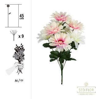 RAMO GERBERA 2 COLORES 9 TALLOS 45 CM FUCSIA