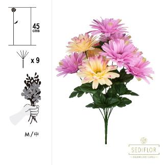 RAMO GERBERA 2 COLORES 9 TALLOS 45 CM LILA