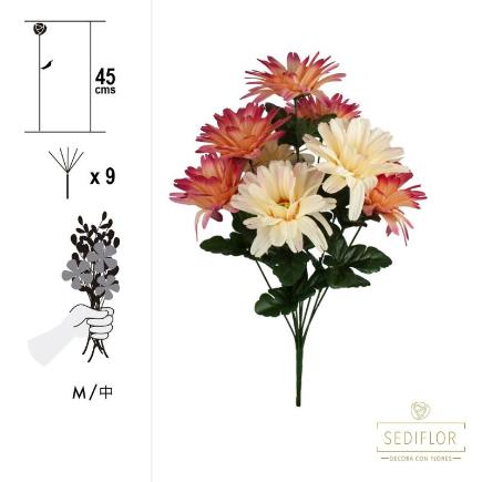 RAMO GERBERA 2 COLORES 9 TALLOS 45 CM MALVA