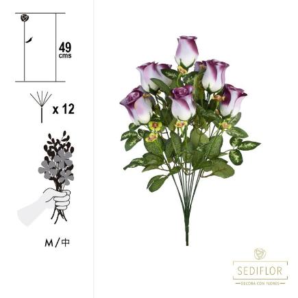 RAMO CAPULLO ROSA 12 TALLOS 4.5X49 CM MALVA