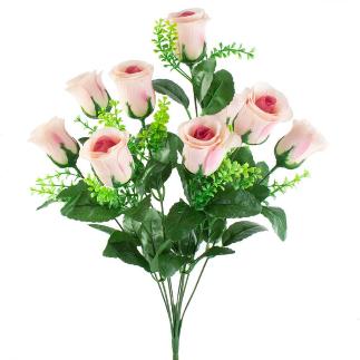 RAMO 9 CAPULLOS DE ROSAS 48 CM ROSA