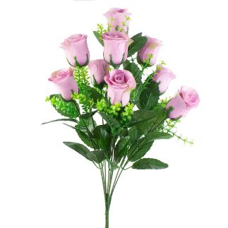 RAMO 9 CAPULLOS DE ROSAS 48 CM LILA
