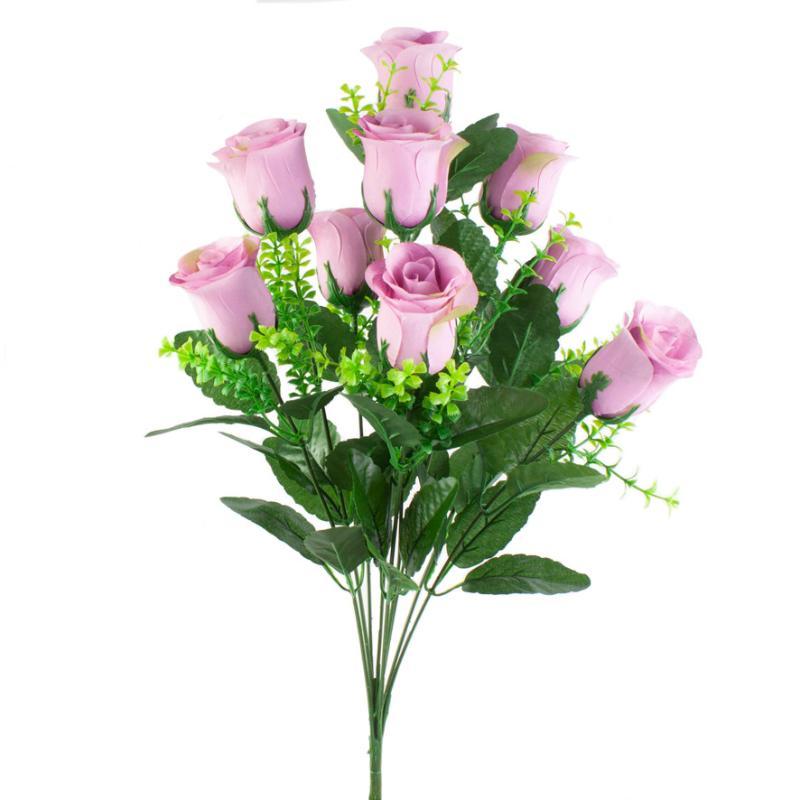 RAMO 9 CAPULLOS DE ROSAS 48 CM LILA