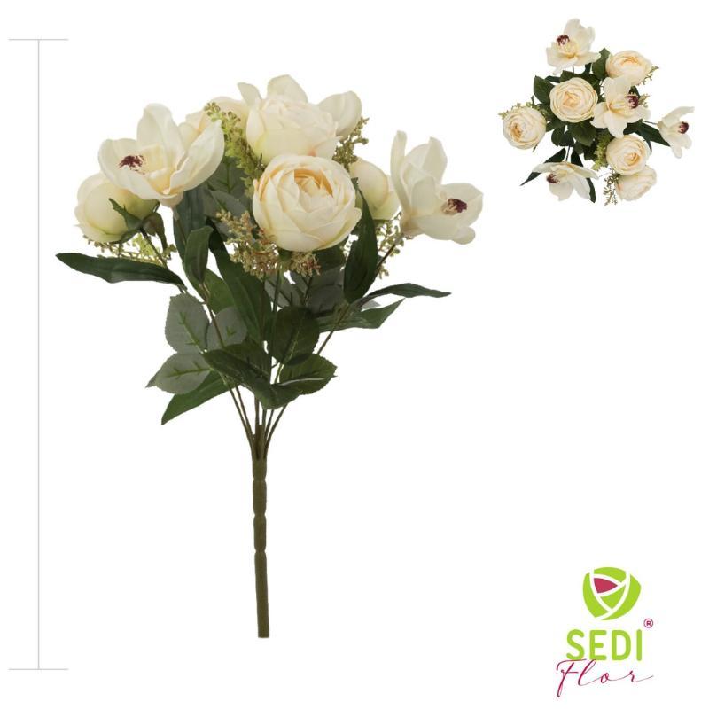 RAMO MIX ROSAS/ORQUIDEAS 9 TALLOS CREMA