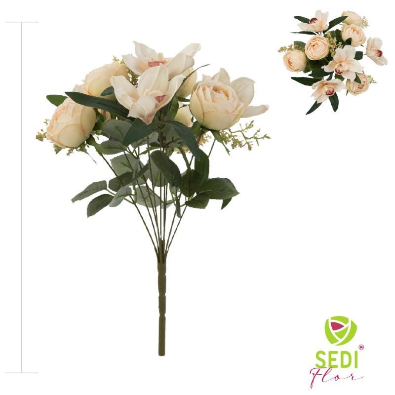 RAMO MIX ROSAS/ORQUIDEAS 9 TALLOS CHAMPAGNE