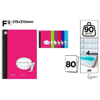CUADERNO BASIC PP Fº 80 HOJAS 4 MM 90 G/