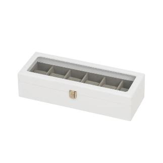 JOYERO 6 RELOJES MDF-CRISTAL BLANCO 33X13X8 CM