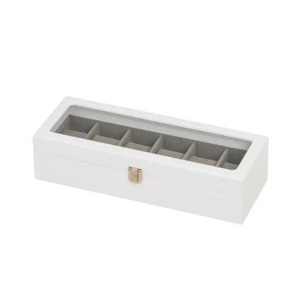JOYERO 6 RELOJES MDF-CRISTAL BLANCO 33X13X8 CM