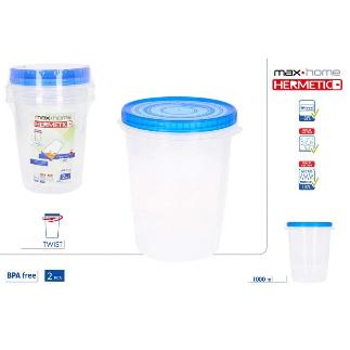 PK 2 FIAMBRERAS HERMETICAS AZUL ROSCA 1 L MAXHOME