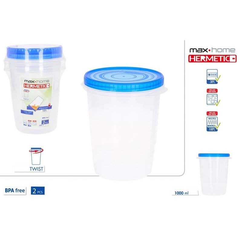 PK 2 FIAMBRERAS HERMETICAS AZUL ROSCA 1 L MAXHOME