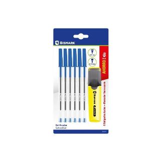 BOLIGRAFO AZUL BISMARK 6 UDS+ MARCADOR